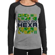 Baby Look Raglan Rumo ao Hexa Manga Longa - Foca na Moda Baby Look Raglan Rumo ao Hexa Manga Longa - Foca na Moda