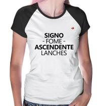 Baby Look Raglan Signo: fome - Ascendente: lanches - Foca na Moda