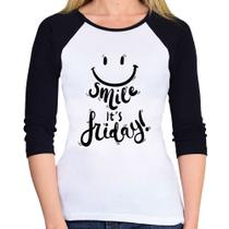 Baby Look Raglan Smile, It's Friday! Manga 3/4 - Foca na Moda