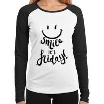 Baby Look Raglan Smile, It's Friday! Manga Longa - Foca na Moda