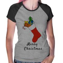 Baby Look Raglan Socket Merry Christmas - Foca na Moda
