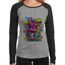 Baby Look Raglan Street Style Manga Longa - Foca na Moda Baby Look Raglan Street Style Manga Longa - Foca na Moda