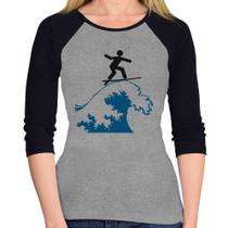 Baby Look Raglan Surfista Manga 3/4 - Foca na Moda Baby Look Raglan Surfista Manga 3/4 - Foca na Moda