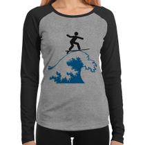 Baby Look Raglan Surfista Manga Longa - Foca na Moda Baby Look Raglan Surfista Manga Longa - Foca na Moda