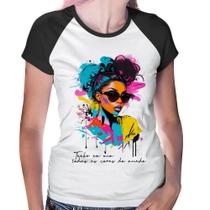 Baby Look Raglan Tenho em mim todas as cores do mundo - Foca na Moda Baby Look Raglan Tenho em mim todas as cores do mundo - Foca na Moda