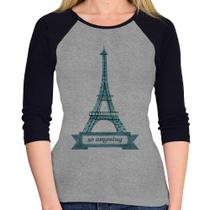 Baby Look Raglan Torre Eiffel Amazing Manga 3/4 - Foca na Moda Baby Look Raglan Torre Eiffel Amazing Manga 3/4 - Foca na Moda