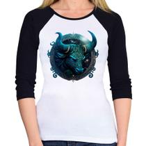 Baby Look Raglan Touro Sígno Manga 3/4 - Foca na Moda