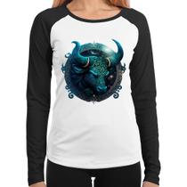 Baby Look Raglan Touro Sígno Manga Longa - Foca na Moda