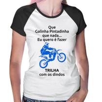 Baby Look Raglan Trilha com os dindos (moto azul) - Foca na Moda Baby Look Raglan Trilha com os dindos (moto azul) - Foca na Moda