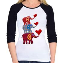 Baby Look Raglan Trio Elefantes Manga 3/4 - Foca na Moda Baby Look Raglan Trio Elefantes Manga 3/4 - Foca na Moda