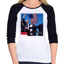 Baby Look Raglan Trump 2024 Manga 3/4 - Foca na Moda Baby Look Raglan Trump 2024 Manga 3/4 - Foca na Moda