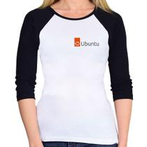Baby Look Raglan Ubuntu Linux Manga 3/4 - Foca na Moda Baby Look Raglan Ubuntu Linux Manga 3/4 - Foca na Moda