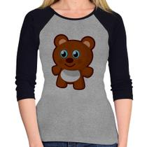 Baby Look Raglan Ursinho Desenho Manga 3/4 - Foca na Moda