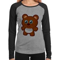 Baby Look Raglan Ursinho Desenho Manga Longa - Foca na Moda Baby Look Raglan Ursinho Desenho Manga Longa - Foca na Moda
