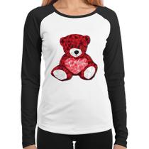 Baby Look Raglan Urso Mosaico Manga Longa - Foca na Moda Baby Look Raglan Urso Mosaico Manga Longa - Foca na Moda