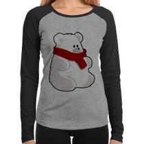 Baby Look Raglan Urso Polar Manga Longa - Foca na Moda