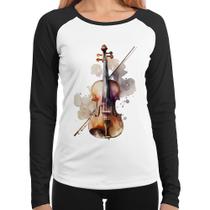 Baby Look Raglan Violino Manga Longa - Foca na Moda Baby Look Raglan Violino Manga Longa - Foca na Moda