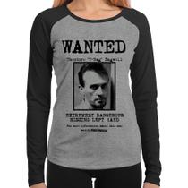 Baby Look Raglan Wanted T-Bag Manga Longa - Foca na Moda Baby Look Raglan Wanted T-Bag Manga Longa - Foca na Moda