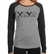 Baby Look Raglan Xoxo Baseball Manga Longa - Foca na Moda