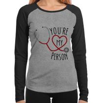Baby Look Raglan You're My Person Coração Manga Longa - Foca na Moda
