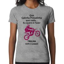 Baby Look Trilha com o papai (moto rosa) - Foca na Moda