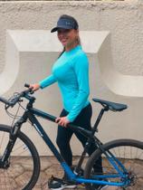 Baby look UV manga longa azul claro P