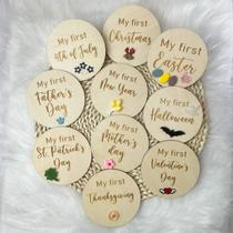 Baby Milestone Cards Miafoire Wooden Baby First Holiday Set