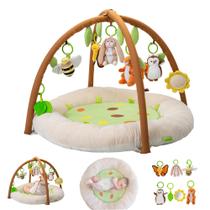 Baby Play Gym, dois pés pequenos com tapete Tummy Time e 7 brinquedos