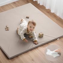 Baby Play Mat Blissful Diary em material vegano 50x50cm marrom cinza