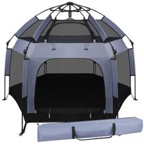 Baby Play Yard UJUJIA Outdoor com tenda de praia com dossel cinza