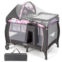 Baby Playard INFANS 4 em 1 com berço e trocador rosa