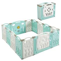 Baby Playpen Albott Play Yard 14 painéis dobráveis azul+branco