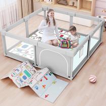 Baby Playpen besuhot Baby Playard com portão 127x127cm com tapete Baby Playpen besuhot Baby Playard com portão 127x127cm com tapete