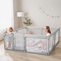 Baby Playpen Cholena Large com porta de segurança 200x150cm, cinza