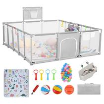 Baby Playpen Clocly 200x180 cm com tapete e bolas cinza claro