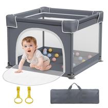 Baby Playpen Jixrolyn dobrável com tapete extra grande de 71 x 59 polegadas