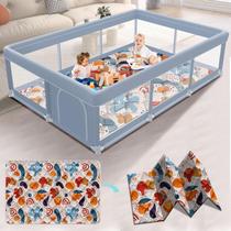 Baby Playpen XVIHX 188 x 127 cm com tapete interno e externo cinza
