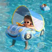 Baby Pool Float Booffer 3D Car com dossel para 1 a 4 anos, azul