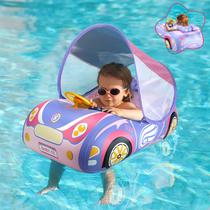 Baby Pool Float Booffer 3D Car com dossel para 1 a 4 anos rosa