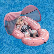 Baby Pool Float HECCEI Mambobaby com dossel rosa