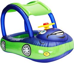 Baby Pool Float iGeekid em forma de carro com dossel azul de 6 a 36 meses