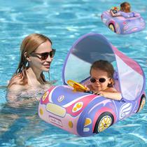 Baby Pool Float TIMZON com dossel 3D Car Inflable Swim