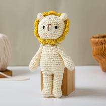 Baby Rattle, vamos fazer Crochet Lion Soft Cotton de 19 cm Baby Rattle, vamos fazer Crochet Lion Soft Cotton de 19 cm