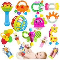 Baby Rattles 0-6 Months - 14 Pcs Baby Rattle Toys Set Infant Toys for 0-3 Months Baby Toys 3-6 Months Newborn Toys with Teething and Wrist Socks Rattle for 0 1 2 3 4 5 6 7 10 12 Month Babies Boy Girl - SKZVX