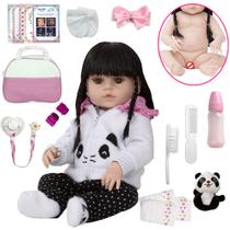 Baby Reborn Princesa Panda Cabelo Longo Bolsa Maternidade Baby Reborn Princesa Panda Cabelo Longo Bolsa Maternidade