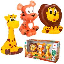 Baby Safari Trio Girafa Leão Tigre Mordedor Brinquedo Bonecos Em Vinil Soft - Cometa