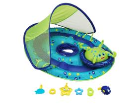 Baby Spring Pool Float Swimways com dossel e centro de atividades