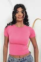 Baby Tee Feminina Blusa Slim Fit Manga Curta Blusa de Compressão Várias Cores