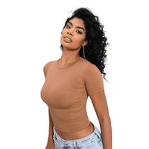 Baby Tee Feminina Blusa Slim Fit Manga Curta Blusa de Compressão Várias Cores