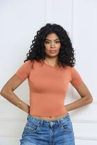 Baby Tee Feminina Blusa Slim Fit Manga Curta Blusa de Compressão Várias Cores